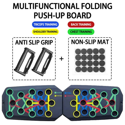 Foldable Push-Up Board Set – Portable Multi-Function Fitness Trainer with Handles for Chest, Arms, Back & Core Workouts