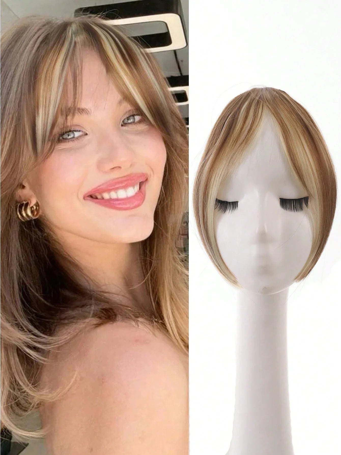 Clip-In Bangs Hair Extensions – Natural-Looking Synthetic Middle Part & French Side Bangs for Women