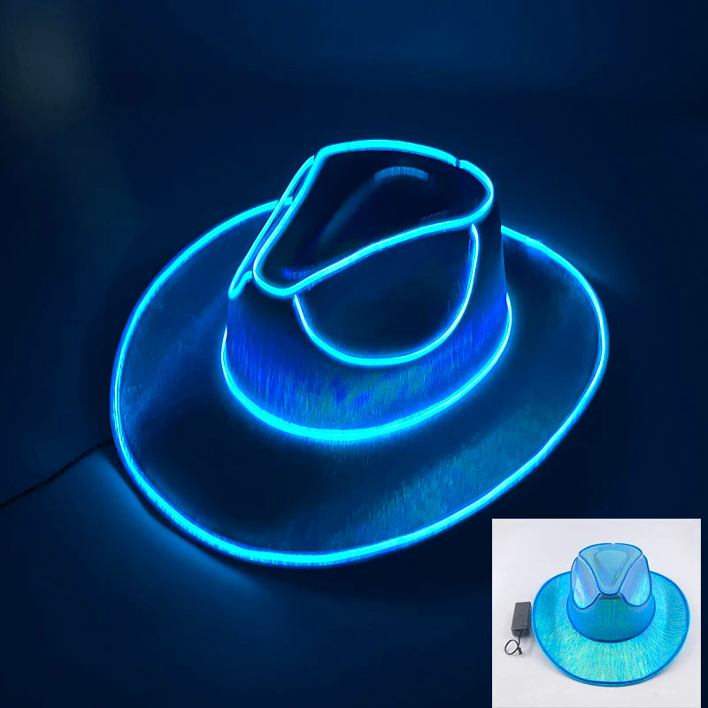 LED Light-Up Bride Cowgirl Hat – Pearlescent Glowing Cowboy Cap for Bachelorette Parties, Bridal Showers & Festivals