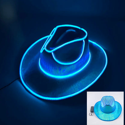 LED Light-Up Bride Cowgirl Hat – Pearlescent Glowing Cowboy Cap for Bachelorette Parties, Bridal Showers & Festivals