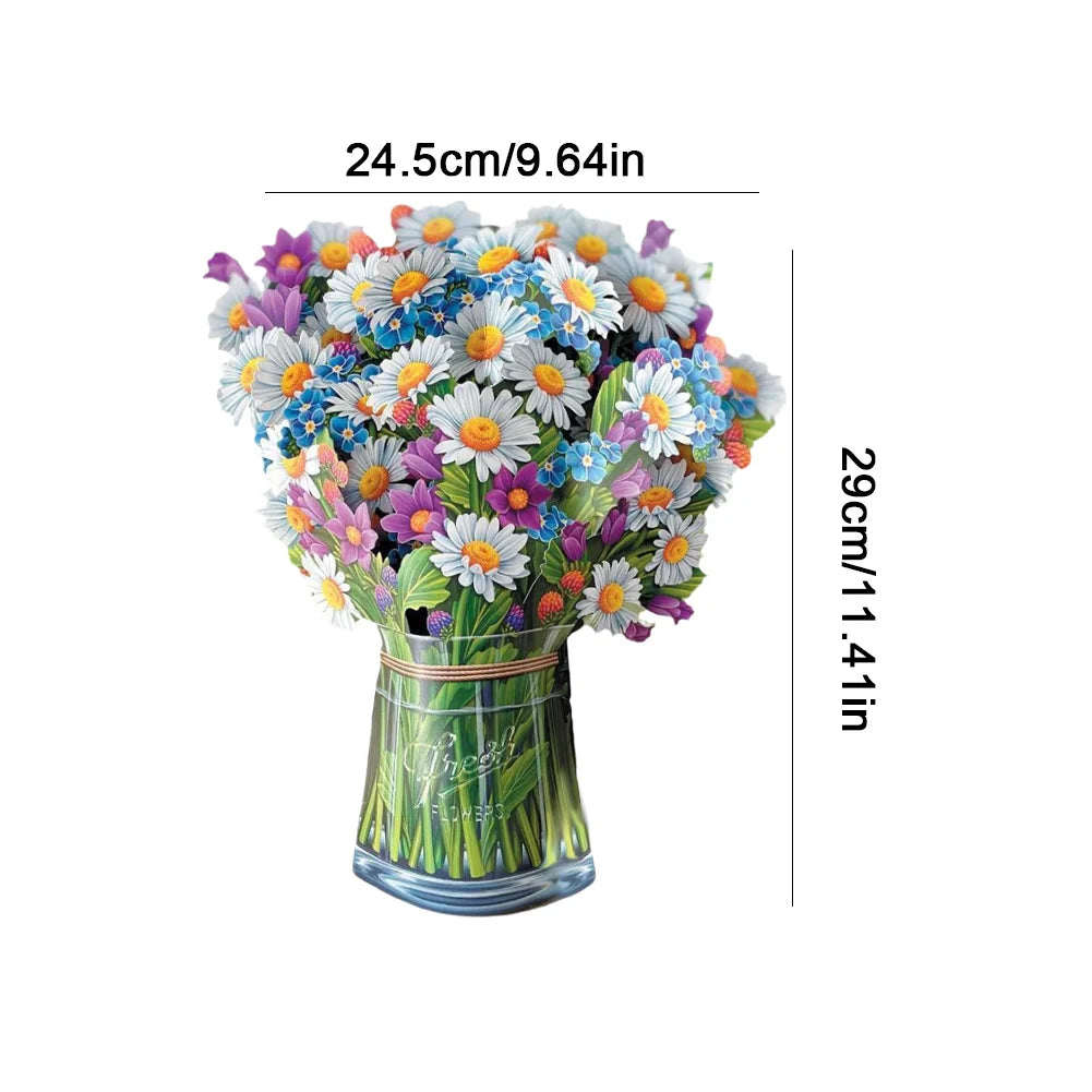 3D Pop-Up Flower Bouquet Greeting Card – Handmade Floral Card for Birthdays, Weddings, Mother's Day, Thank You & Special Occasions