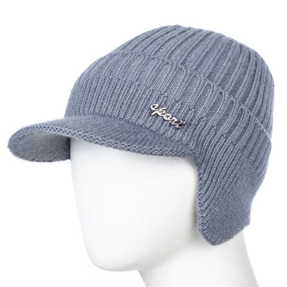 Unisex Fur-Lined Winter Beanie Hat with Brim – Warm Knit Cap with Ear Coverage for Men & Women