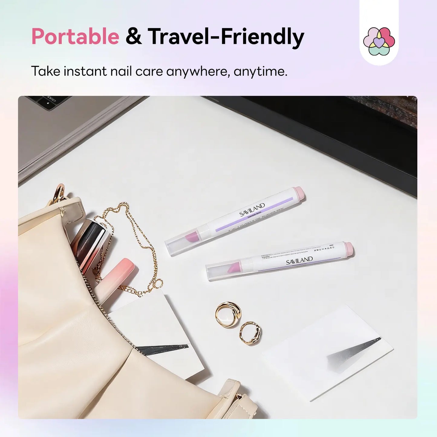 Saviland Cuticle Care Pen Set – Ceramic Cuticle Pusher & Nourishing Cuticle Oil for Healthy, Strong Nails