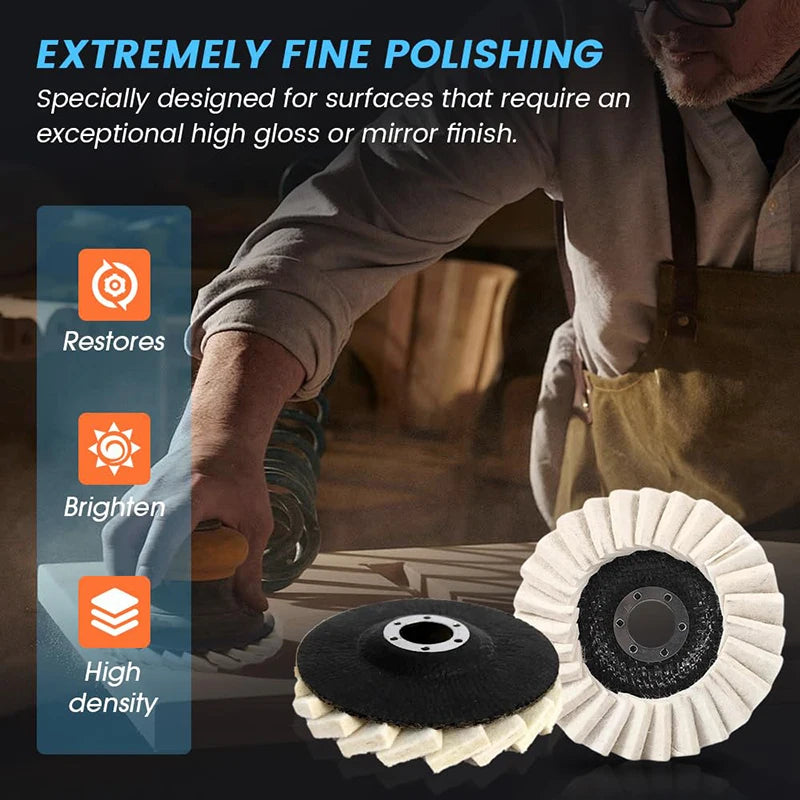 2PCS Premium Wool Felt Polishing Wheel Pads – Buffing Disc Set for Metal, Marble, Stone & Fine Surface Finishing
