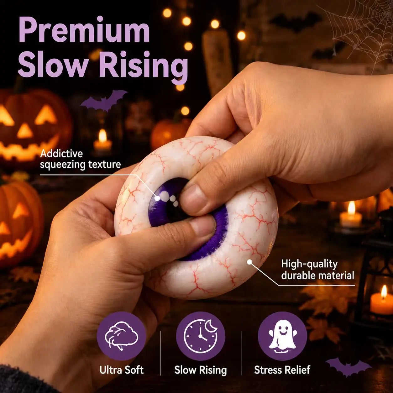 Cute Halloween Ghost Squishy Toy Set – Portable Stress Relief Squeeze Toys for Kids & Adults, Party Favors & Holiday Gifts