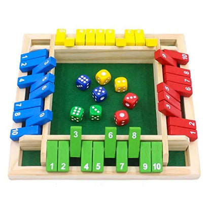 Shut the Box Wooden Dice Board Game – 4 Player Family Strategy Game with Wooden Flaps & Dice, Fun Party, Pub & Bar Tabletop Game for Kids & Adults