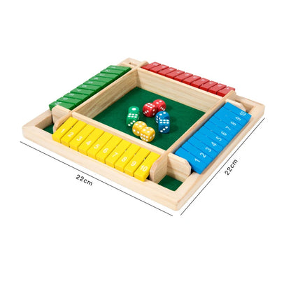 Shut the Box Wooden Dice Board Game – 4 Player Family Strategy Game with Wooden Flaps & Dice, Fun Party, Pub & Bar Tabletop Game for Kids & Adults