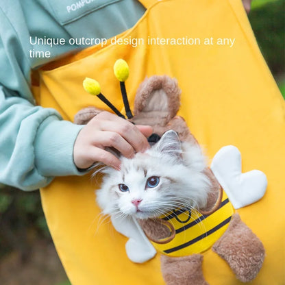 Bee-Shaped Pet Carrier Bag – Portable Canvas Shoulder Tote for Cats, Puppies & Small Pets