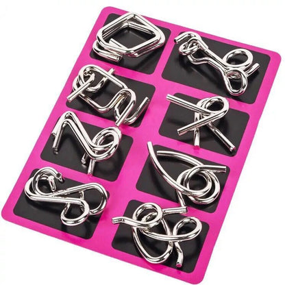 8PCS Metal Wire Puzzle Set – Brain Teaser IQ Challenge Disentanglement & Unlock Puzzles for Kids & Adults | Educational Mind Game Gift