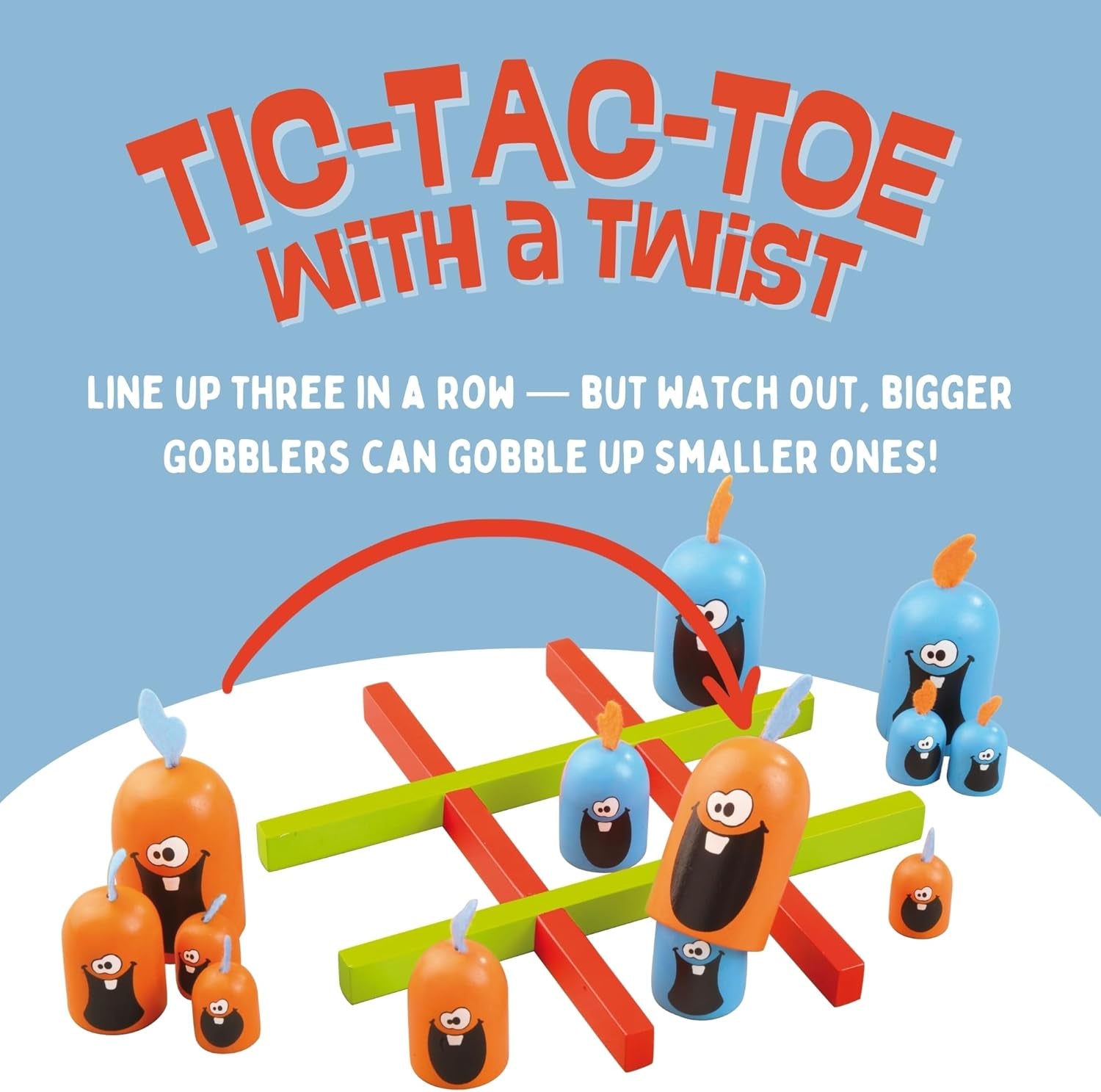 Gobblet Gobblers Tic Tac Toe Strategy Board Game – Fun Family Game for Kids & Adults, Educational STEM Puzzle, Award-Winning Plastic Game