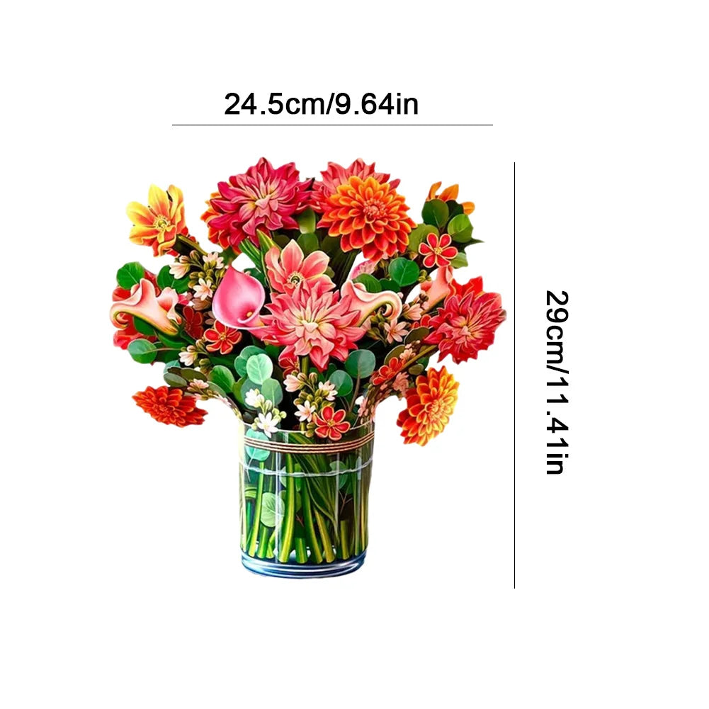 3D Pop-Up Flower Bouquet Greeting Card – Handmade Floral Card for Birthdays, Weddings, Mother's Day, Thank You & Special Occasions