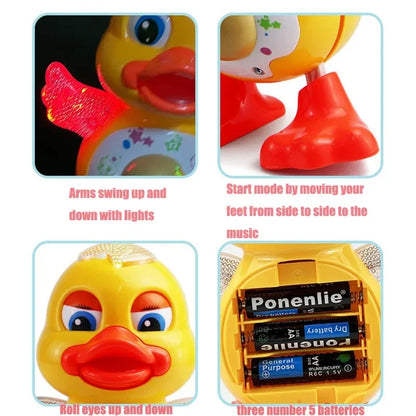 Electric Dancing Duck Toy with Music & Flashing LED Lights – Interactive Educational Toy for Kids