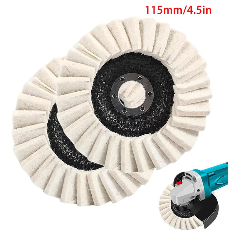 2PCS Premium Wool Felt Polishing Wheel Pads – Buffing Disc Set for Metal, Marble, Stone & Fine Surface Finishing