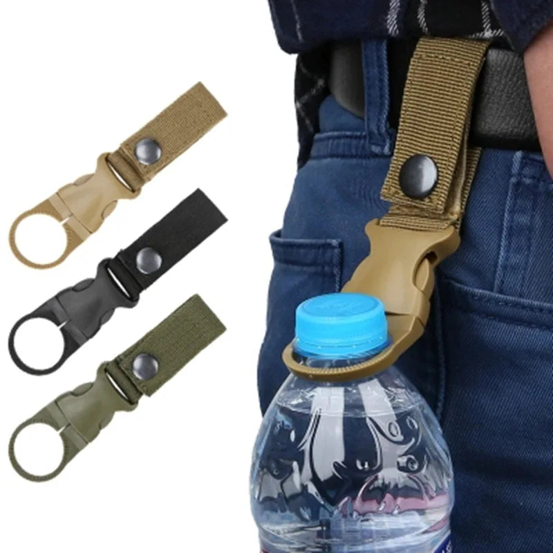 Quickdraw Carabiner Water Bottle Holder Clip – Molle Backpack Hanger Hook for Hiking, Camping & Outdoor Adventures