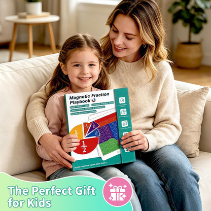 Magnetic Fraction Book & 102-Piece Montessori Fraction Manipulatives Set – Fraction Circles & Bars Math Learning Kit for Kids, Classroom & Homeschool