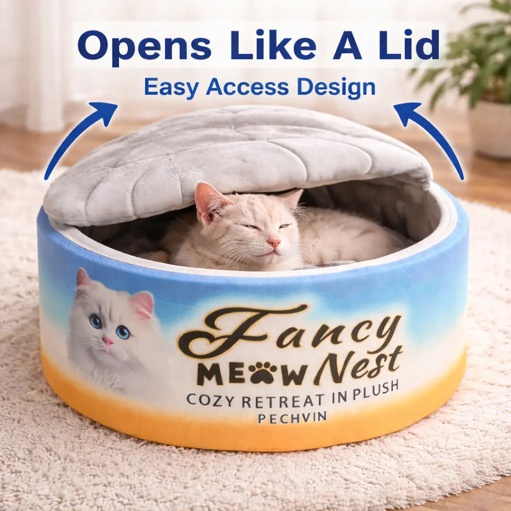 Covered Cat Bed – Cozy Plush Cave Bed with Soft Hooded Hideaway for Indoor Cats & Kittens (19.7")