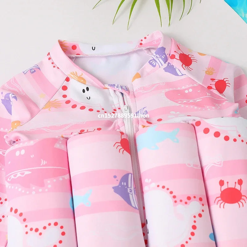 Kids Buoyancy Swimsuit – Cartoon Print One-Piece Floating Swimwear with Built-In Floatation for Boys & Girls
