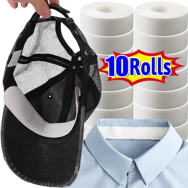 Disposable Collar & Hat Sweat Protection Tape – Self-Adhesive Sweat-Absorbent Anti-Stain Liner Roll