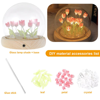 DIY Tulip LED Night Light – Handmade Battery-Operated Tulip Flower Table Lamp for Bedroom, Bedside & Home Decor (10/20 PCS)