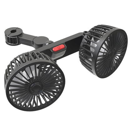 360° Dual Head Car Cooling Fan – USB Rechargeable 3-Speed Adjustable Seat Back Fan for Cars, Home & Office