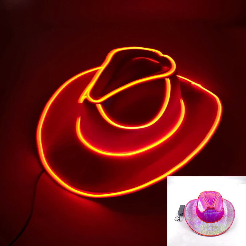 LED Light-Up Bride Cowgirl Hat – Pearlescent Glowing Cowboy Cap for Bachelorette Parties, Bridal Showers & Festivals