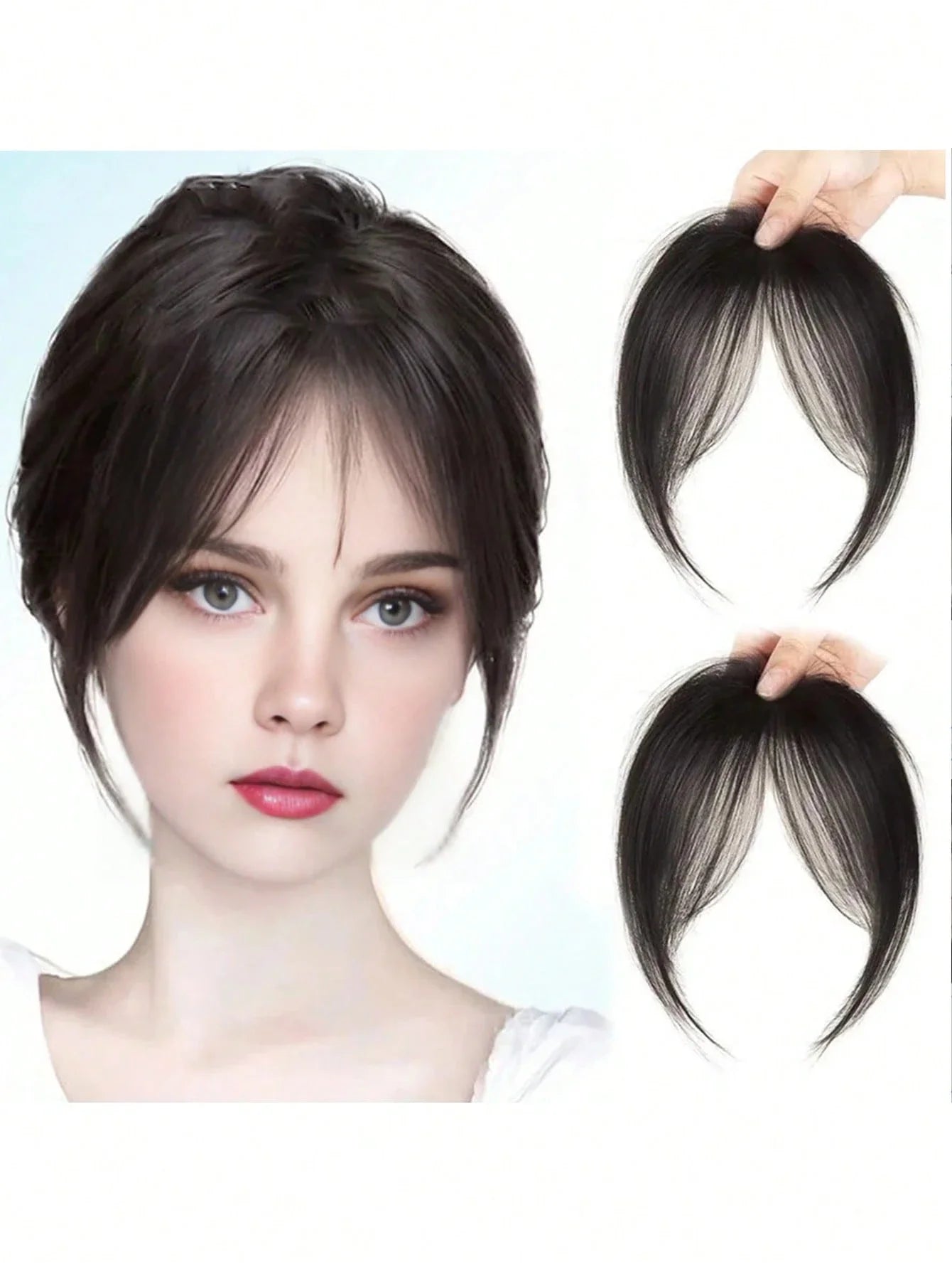Clip-In Bangs Hair Extensions – Natural-Looking Synthetic Middle Part & French Side Bangs for Women