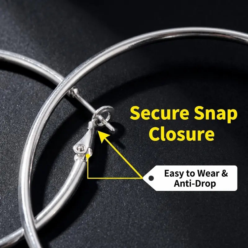 925 Sterling Silver Hoop Earrings – Lightweight Hypoallergenic 50mm Thin Hoops for Women
