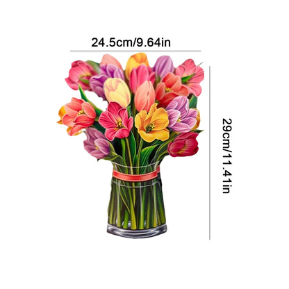 3D Pop-Up Flower Bouquet Greeting Card – Handmade Floral Card for Birthdays, Weddings, Mother's Day, Thank You & Special Occasions