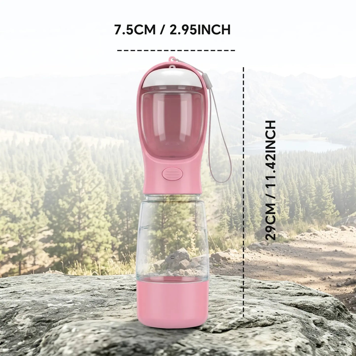 3-in-1 Portable Dog Water Bottle – Leak-Proof Travel Water & Food Container with Built-In Poop Bag Dispenser with 2 Rolls Waste Bags (30 Pcs Total)