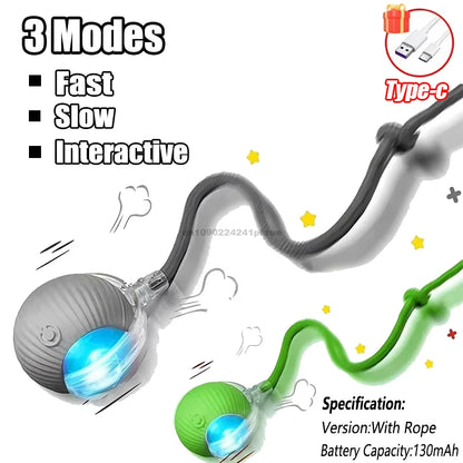 New Cat Interactive Ball Toy Automatic Rolling Ball Faux Tail Rechargeable Smart Pet Electric Toy Dog Cat Training Imitate Mouse