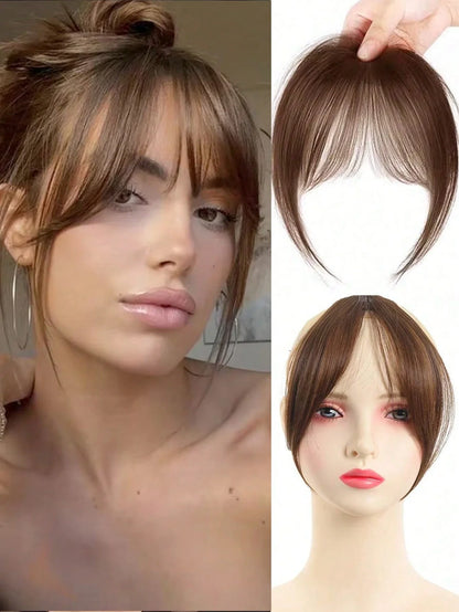 Clip-In Bangs Hair Extensions – Natural-Looking Synthetic Middle Part & French Side Bangs for Women