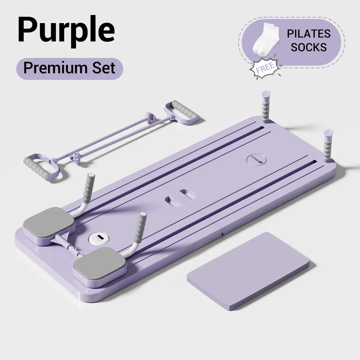 UMAY 5-in-1 Foldable Pilates Board Set – Multifunctional Home Fitness Equipment with Pilates Board, Resistance Bands & Yoga Socks