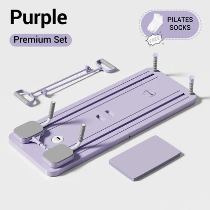 UMAY 5-in-1 Foldable Pilates Board Set – Multifunctional Home Fitness Equipment with Pilates Board, Resistance Bands & Yoga Socks