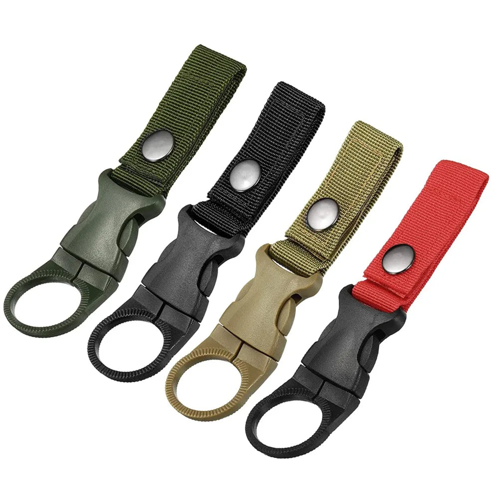 Quickdraw Carabiner Water Bottle Holder Clip – Molle Backpack Hanger Hook for Hiking, Camping & Outdoor Adventures