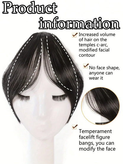 Clip-In Bangs Hair Extensions – Natural-Looking Synthetic Middle Part & French Side Bangs for Women