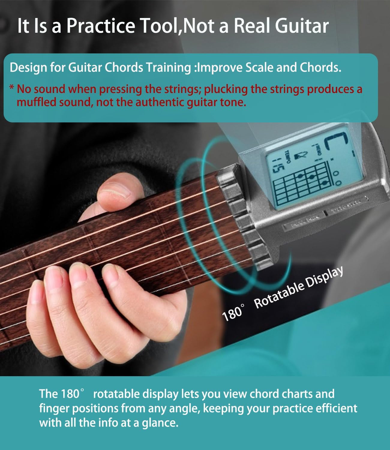 Pocket Guitar Chord Trainer – Portable Guitar Practice Tool with Rotating Chord Chart for Beginners & Travel