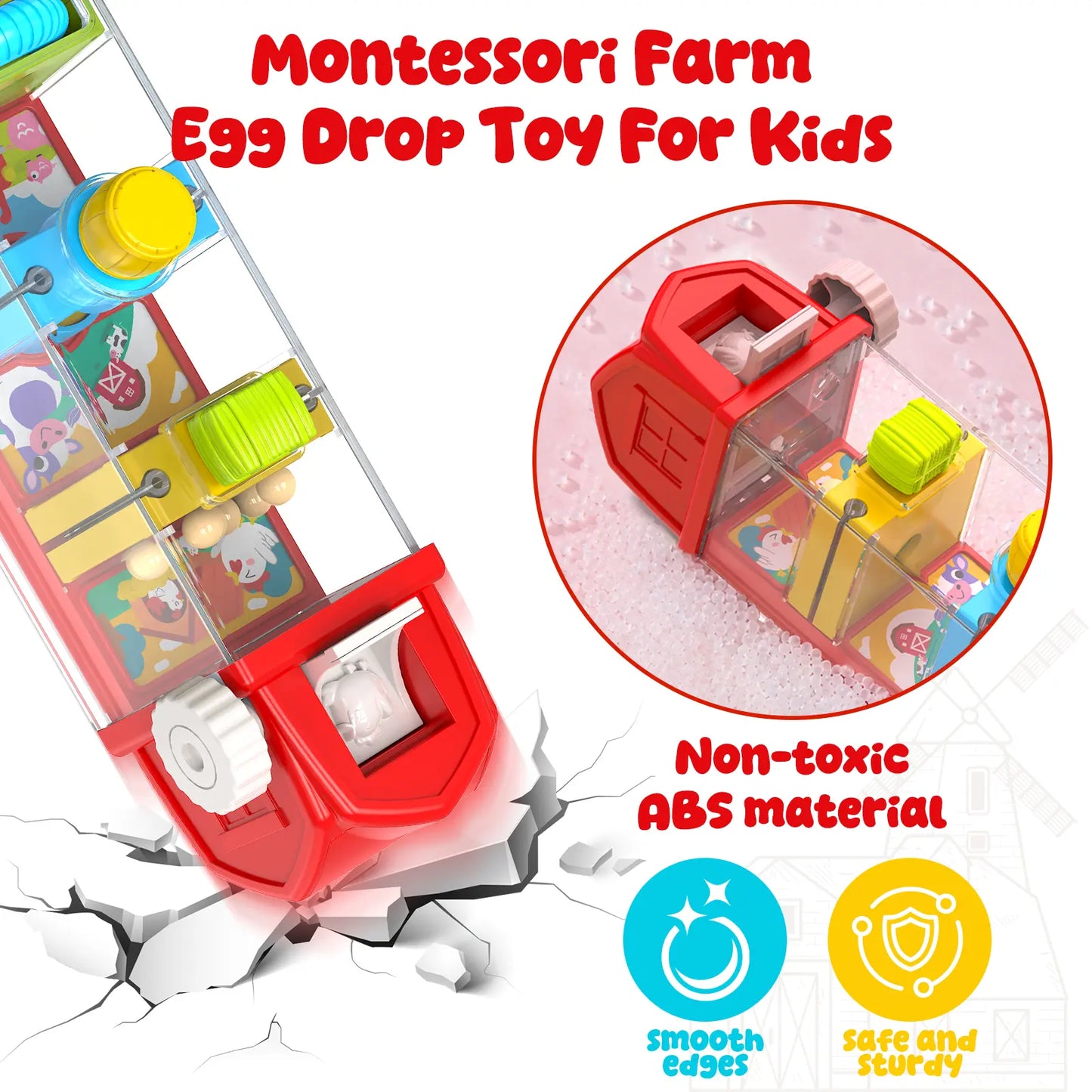 Montessori Farm Egg Drop Toy for Toddlers Ages 2–4 – Fine Motor Learning Activity, Cause & Effect Educational Toy, Quiet Travel Gift for Boys & Girls