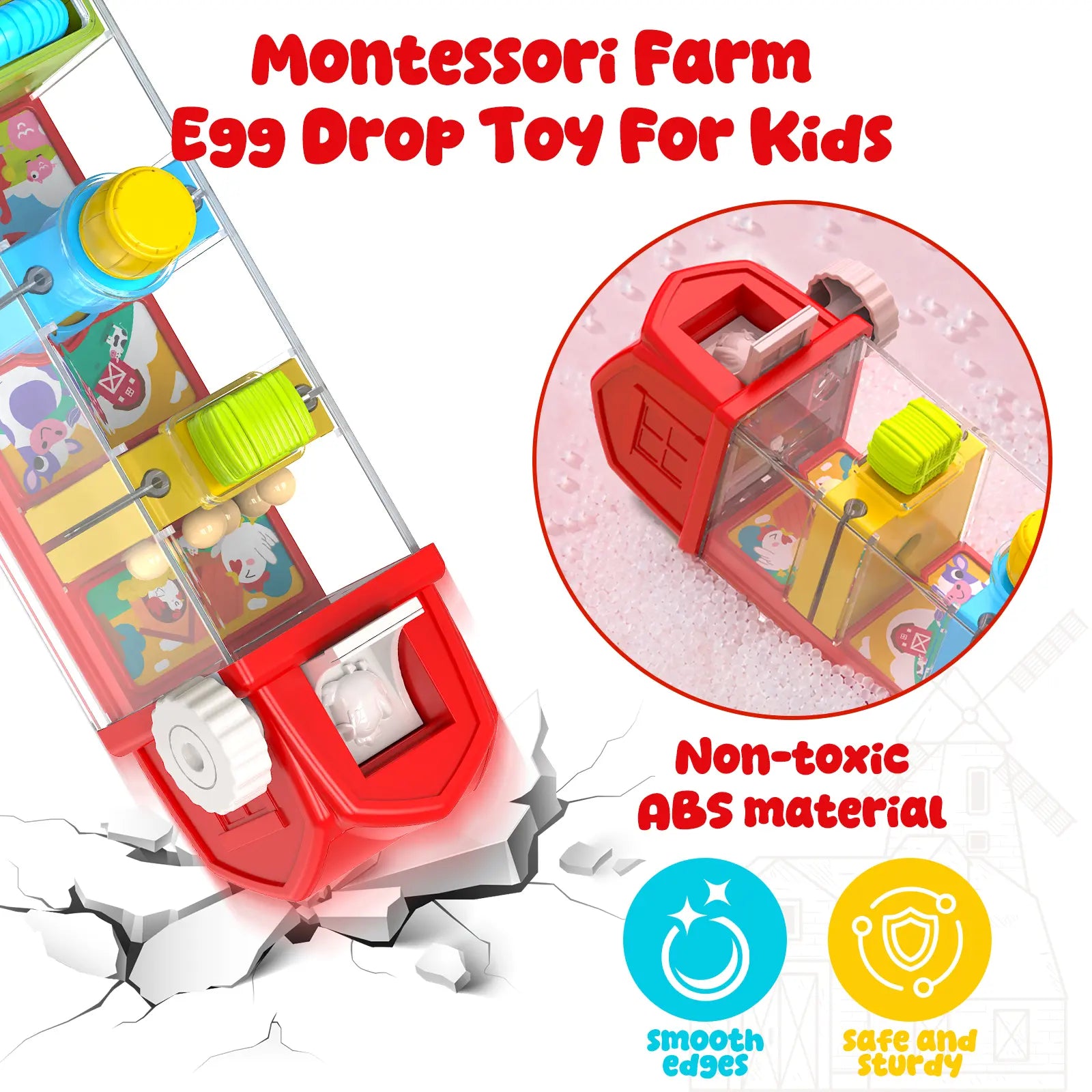 Montessori Farm Egg Drop Toy for Toddlers Ages 2–4 – Fine Motor Learning Activity, Cause & Effect Educational Toy, Quiet Travel Gift for Boys & Girls