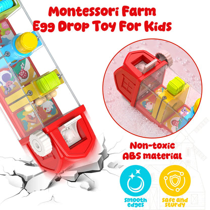 Montessori Farm Egg Drop Toy for Toddlers Ages 2–4 – Fine Motor Learning Activity, Cause & Effect Educational Toy, Quiet Travel Gift for Boys & Girls
