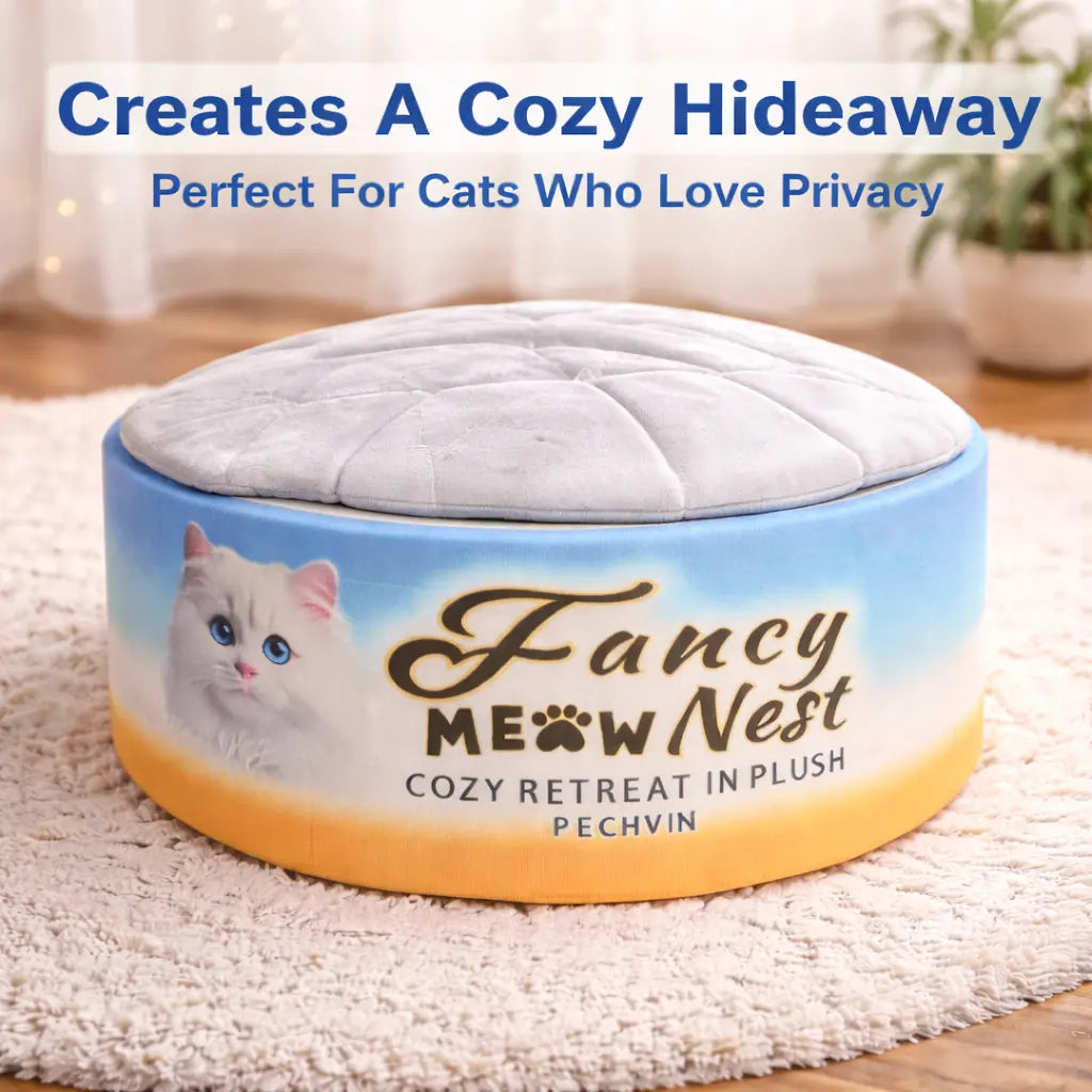 Covered Cat Bed – Cozy Plush Cave Bed with Soft Hooded Hideaway for Indoor Cats & Kittens (19.7")